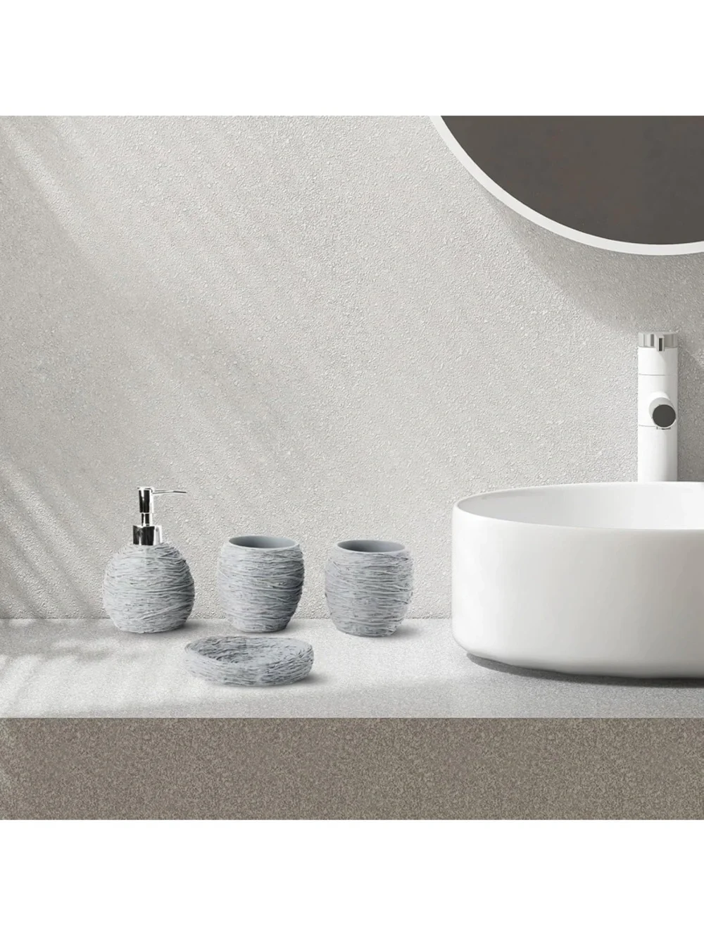 4-Piece Gray Bathroom Accessory Set